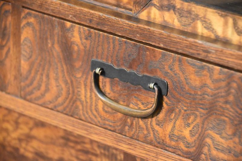 Vintage Burled Mulberry Chadansu Tea Utensil Chest Width:740mm - Image 8