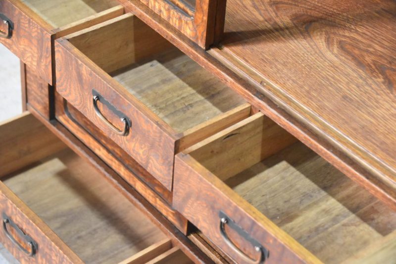 Vintage Burled Mulberry Chadansu Tea Utensil Chest Width:740mm - Image 6