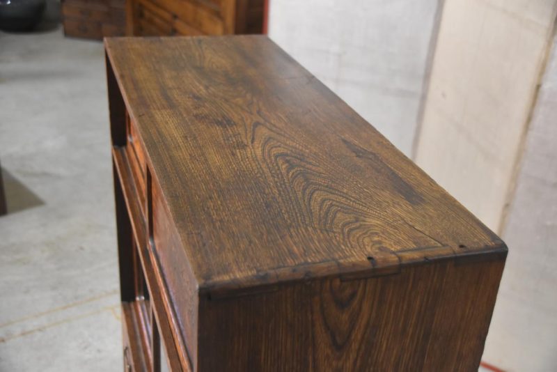 Vintage Burled Mulberry Chadansu Tea Utensil Chest Width:740mm - Image 5