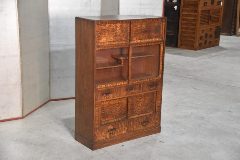 Vintage Burled Mulberry Chadansu Tea Utensil Chest Width:740mm - Image 3