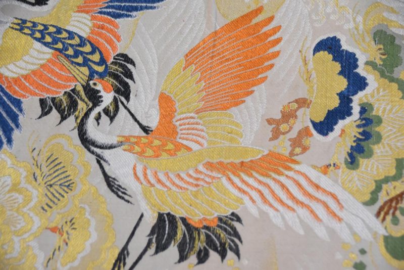 Vintage Maru Obi Sash Table Runner with flying Cranes Length: 4000mm - Image 8