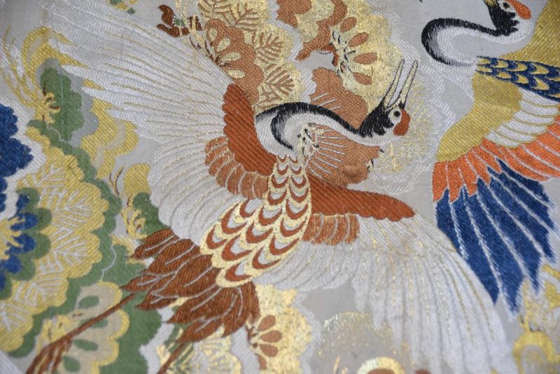 Vintage Maru Obi Sash Table Runner with flying Cranes Length: 4000mm - Image 7