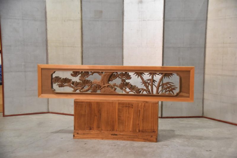 Japanese Carved Wooden Rama Transom Width:1700mm