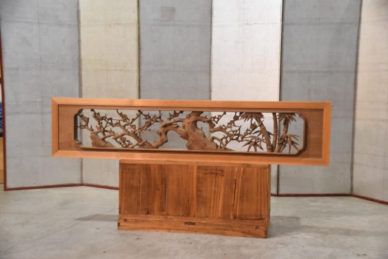 Japanese Carved Wooden Rama Transom Width:1700mm
