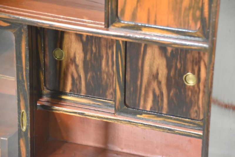 Vintage Persimmon Veneer Chadansu Tea Utensil Chest Width:720mm - Image 6
