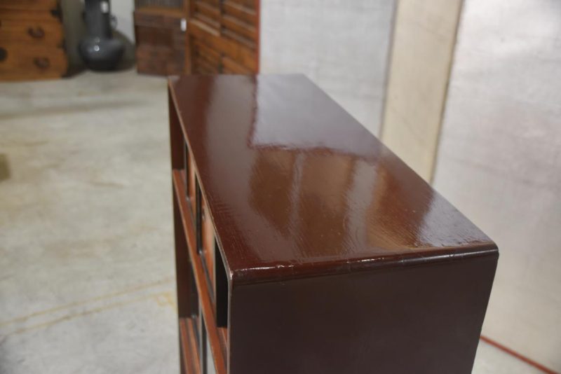 Vintage Persimmon Veneer Chadansu Tea Utensil Chest Width:720mm - Image 4