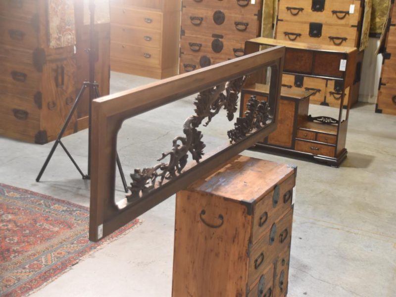 Japanese Carved Wooden Rama Transom Width:1710mm - Image 3
