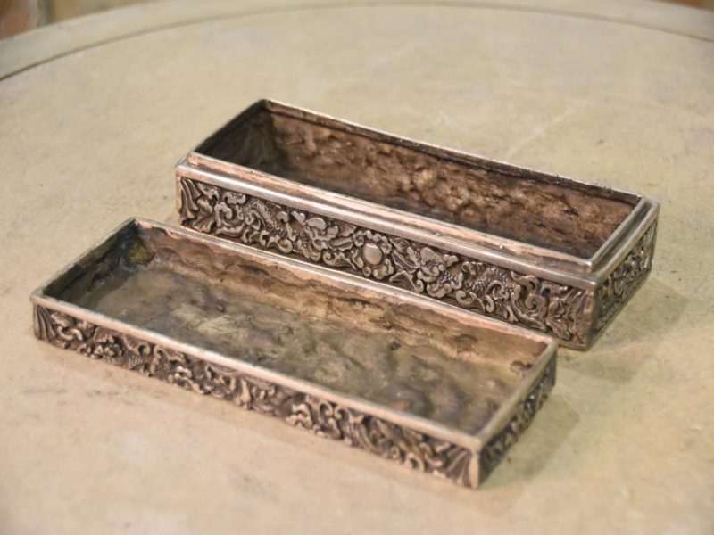Chinese Silvered Dragon Bronze Box Width:200mm - Image 8