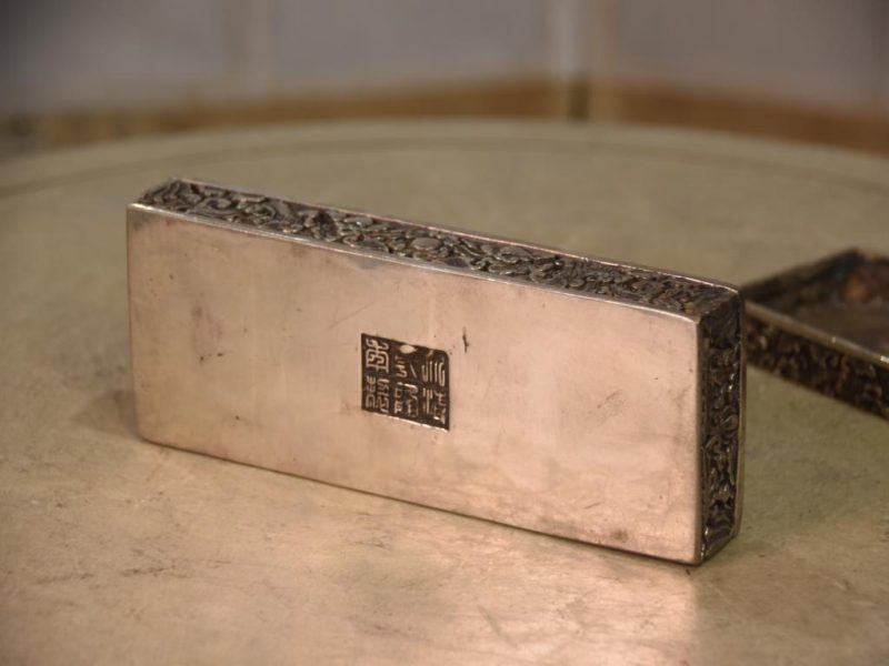 Chinese Silvered Dragon Bronze Box Width:200mm - Image 7