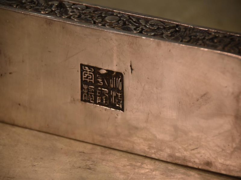 Chinese Silvered Dragon Bronze Box Width:200mm - Image 6