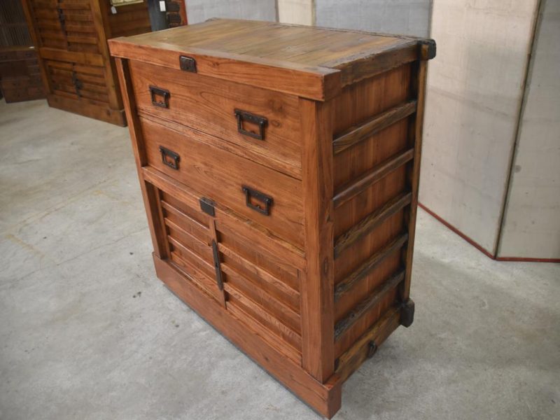 Antique Japanese Wheeled Chest Width:1080mm - Image 2