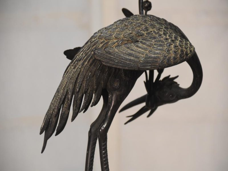 Vintage Japanese Crane and Turtle Shrine Candle Stand - Image 9
