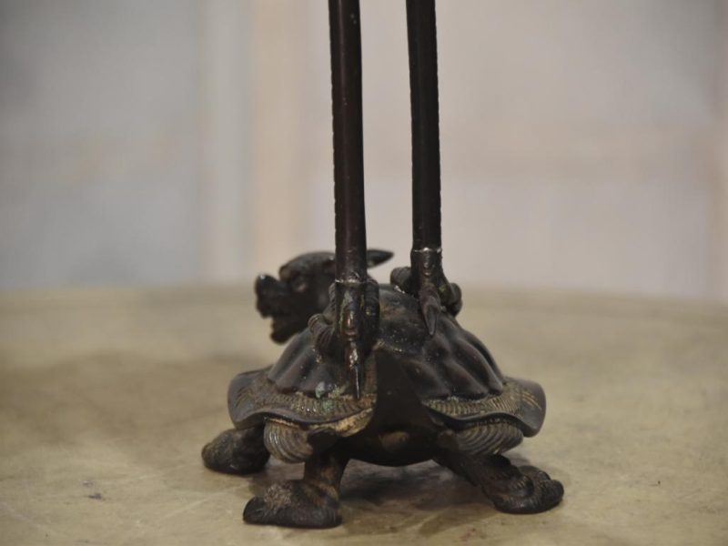 Vintage Japanese Crane and Turtle Shrine Candle Stand - Image 6