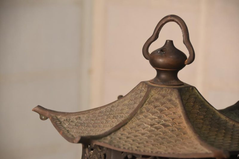 Japanese Bronze Hanging Lantern Width:320mm - Image 4