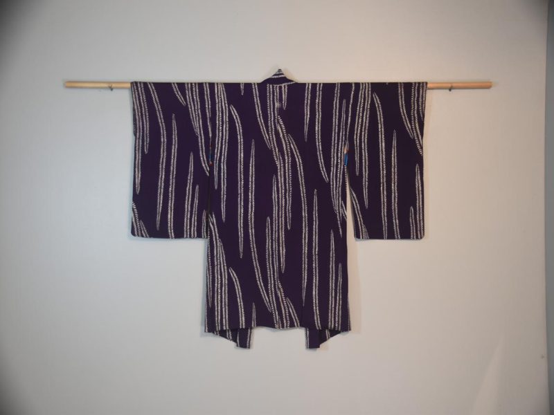 Japanese Vintage Silk Haori Jacket Deep Purple - Image 4