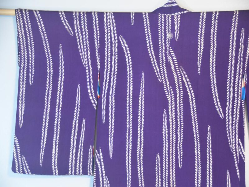 Japanese Vintage Silk Haori Jacket Deep Purple - Image 3