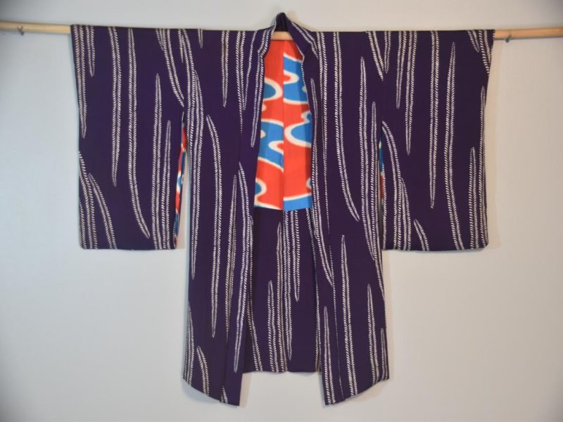 Japanese Vintage Silk Haori Jacket Deep Purple - Image 6