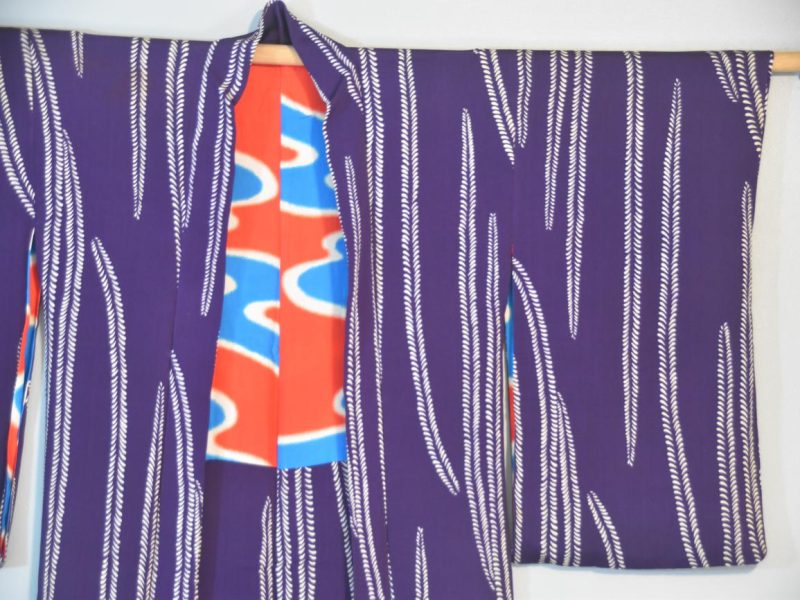 Japanese Vintage Silk Haori Jacket Deep Purple - Image 8