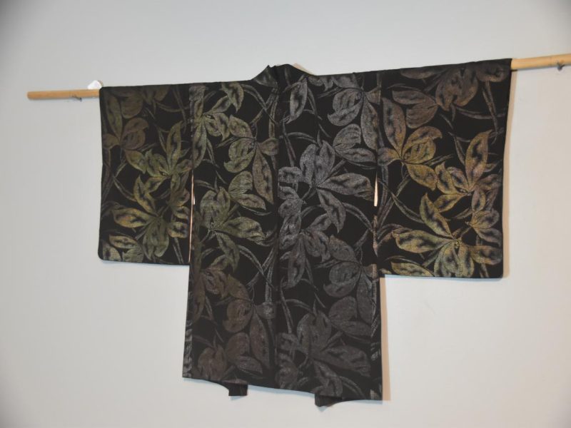 Vintage Black Silk Haori Jacket with Lacquered Threads - Image 5