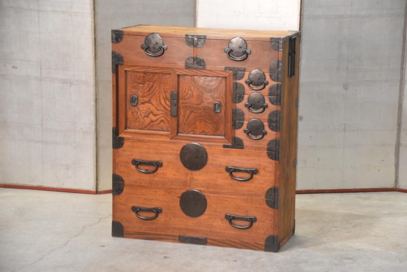 Antique Japanese Elm Merchant Chest Choba Dansu Width:825mm