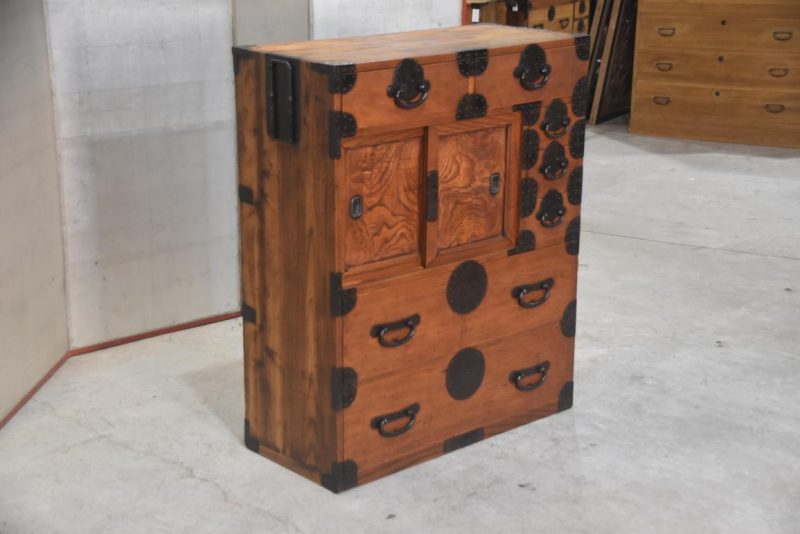 Antique Japanese Elm Merchant Chest Choba Dansu Width:825mm - Image 3