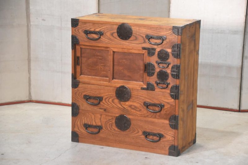 Antique Japanese Elm Merchant Chest Choba Dansu Width:760mm - Image 2