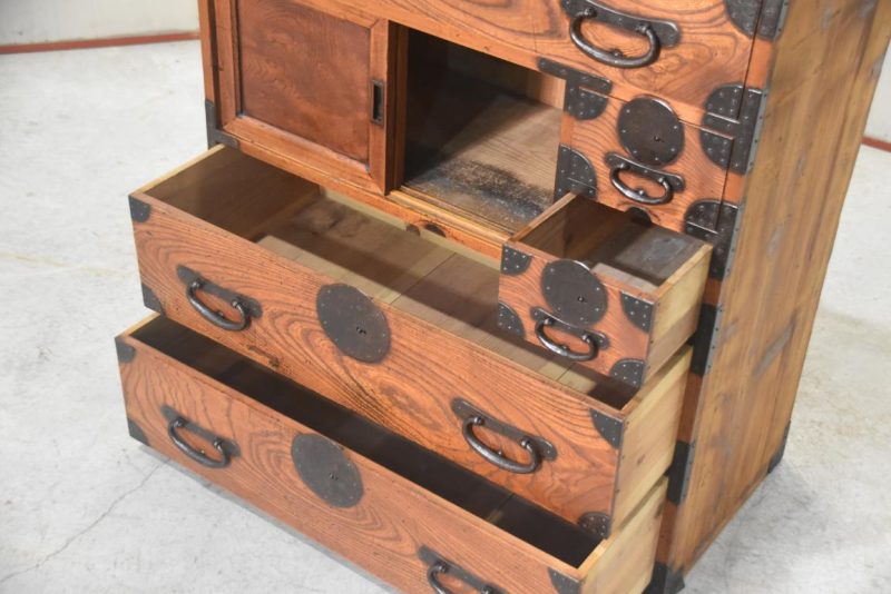 Antique Japanese Elm Merchant Chest Choba Dansu Width:760mm - Image 6