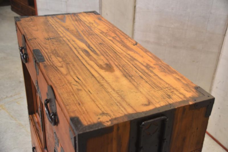 Antique Japanese Elm Merchant Chest Choba Dansu Width:825mm - Image 7