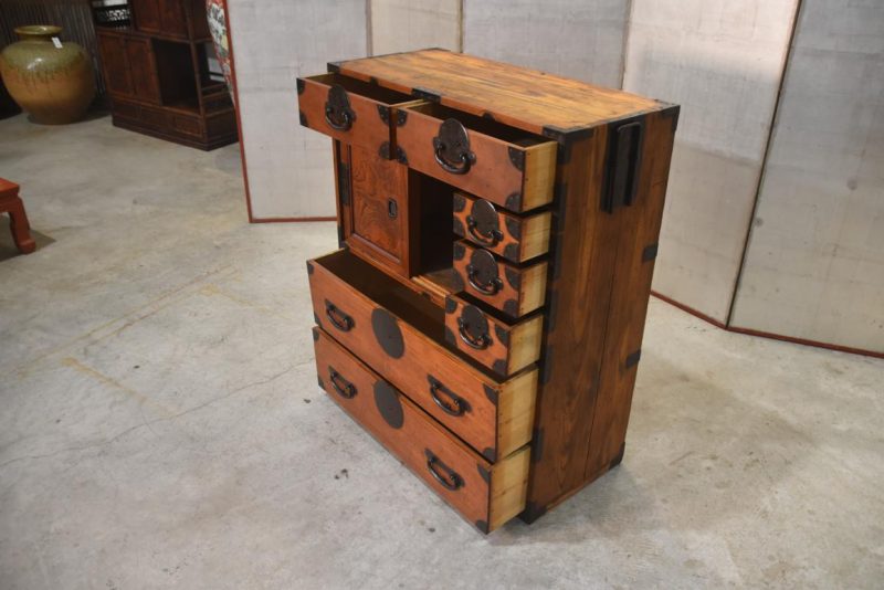 Antique Japanese Elm Merchant Chest Choba Dansu Width:825mm - Image 5