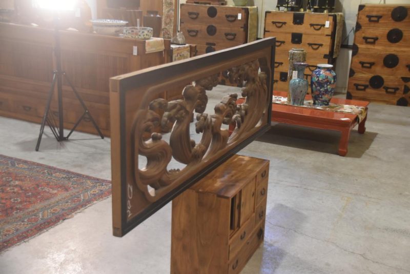Japanese Wave Rama Carved Wooden Transom Width:1755mm - Image 8
