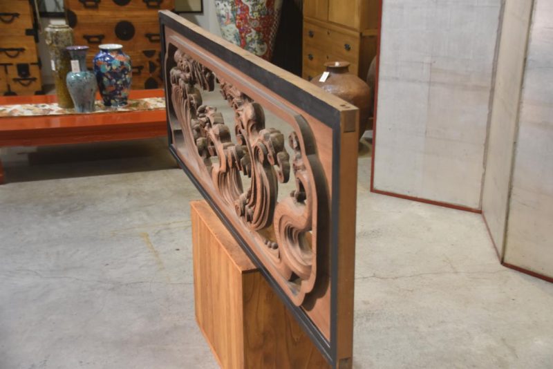 Japanese Wave Rama Carved Wooden Transom Width:1755mm - Image 7