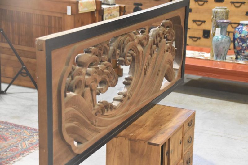 Japanese Wave Rama Carved Wooden Transom Width:1755mm - Image 7