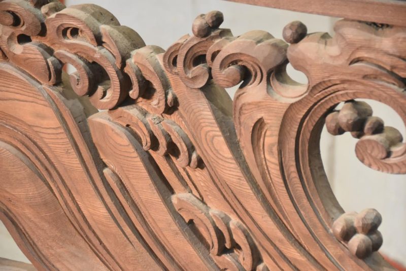 Japanese Wave Rama Carved Wooden Transom Width:1755mm - Image 5