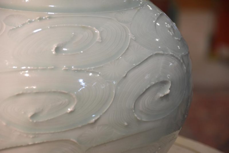 Japanese Seiji (Celadon) Vase Width:335mm - Image 2