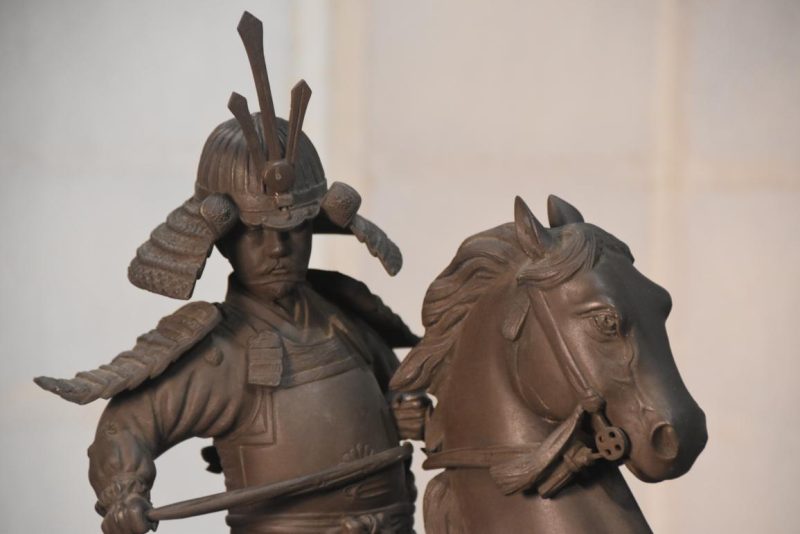Vintage Bronze Samurai on Horse Back Statue Width:540mm - Image 2