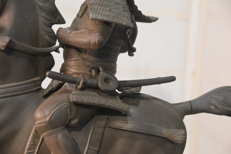 Vintage Bronze Samurai on Horse Back Statue Width:540mm - Image 3