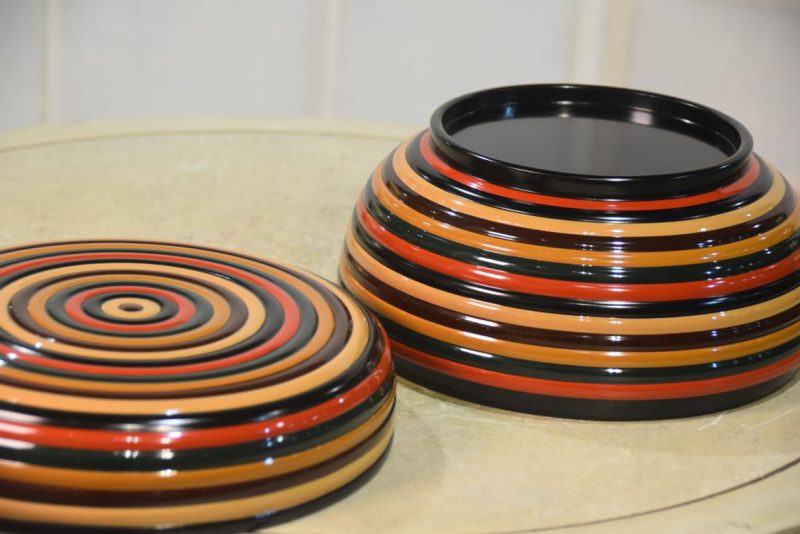 Japanese Spinning Top Design Lidded Container Width:227mm - Image 3
