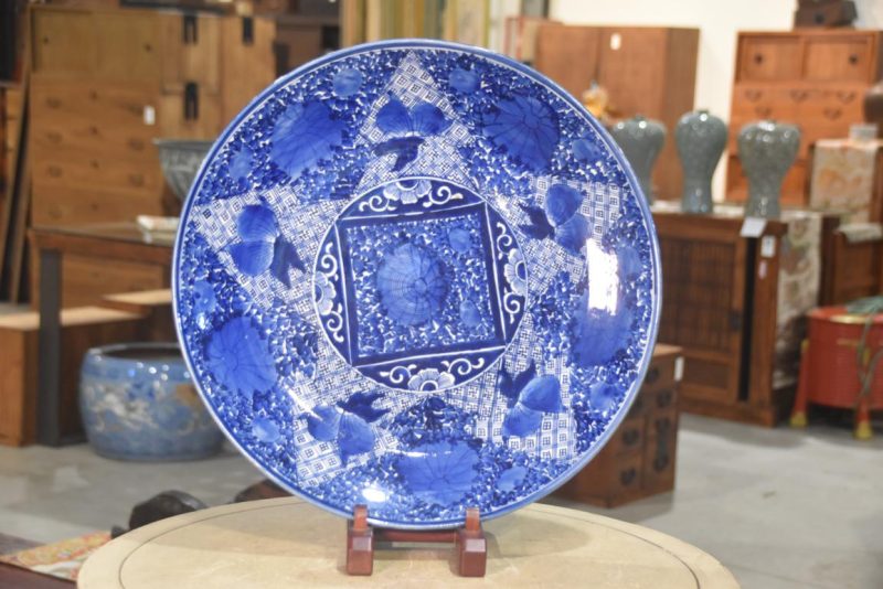 Japanese Blue and White Porcelain Plate Width:460mm