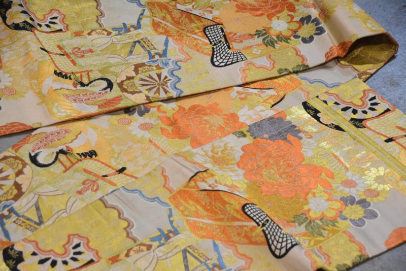 Vintage Maru Obi Sash Table Runner with Cranes Length:4000mm - Image 8