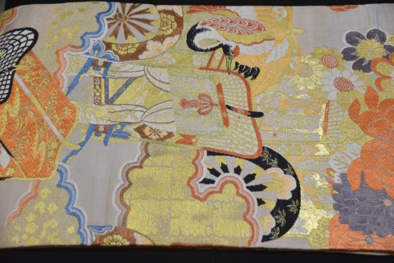 Vintage Maru Obi Sash Table Runner with Cranes Length:4000mm - Image 3