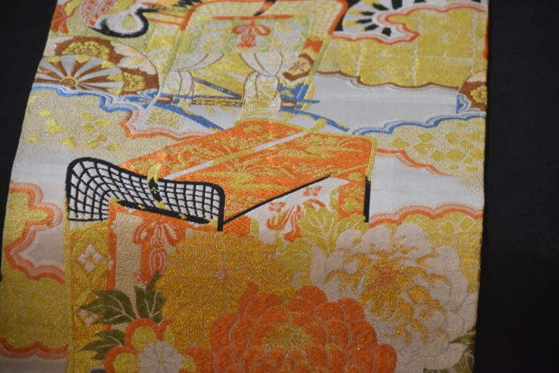 Vintage Maru Obi Sash Table Runner with Cranes Length:4000mm - Image 2