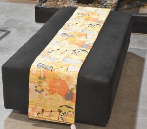 Vintage Maru Obi Sash Table Runner with Cranes Length:4000mm