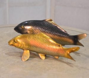 A Pair of Bronze Koi Okimono Width:260mm