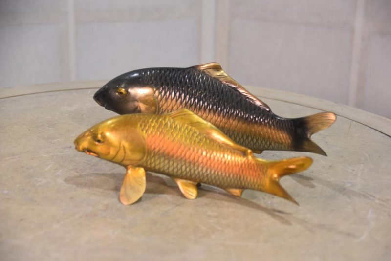 A Pair of Bronze Koi Okimono Width:260mm