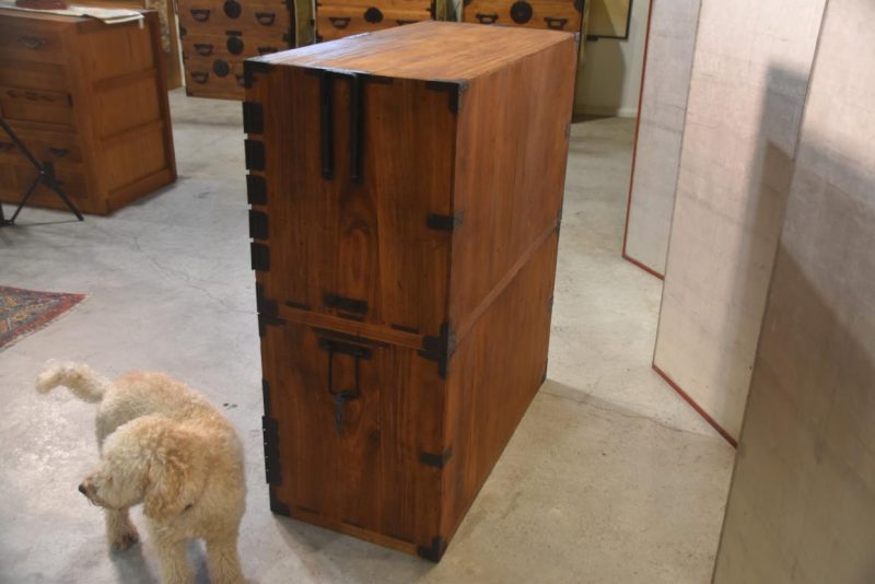 Antique Japanese Kannon Biraki Isho Tansu Clothing Chest 2 Sections Width:960mm - Image 12