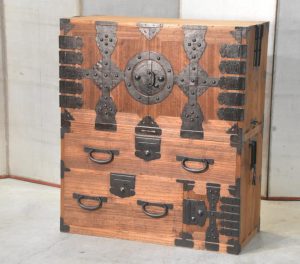 Antique Japanese Kannon Biraki Isho Tansu Clothing Chest 2 Sections Width:960mm