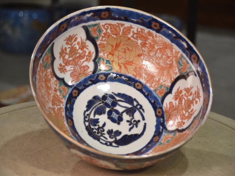 Japanese Coloured Imari Porcelain Bowl Width:300mm - Image 7