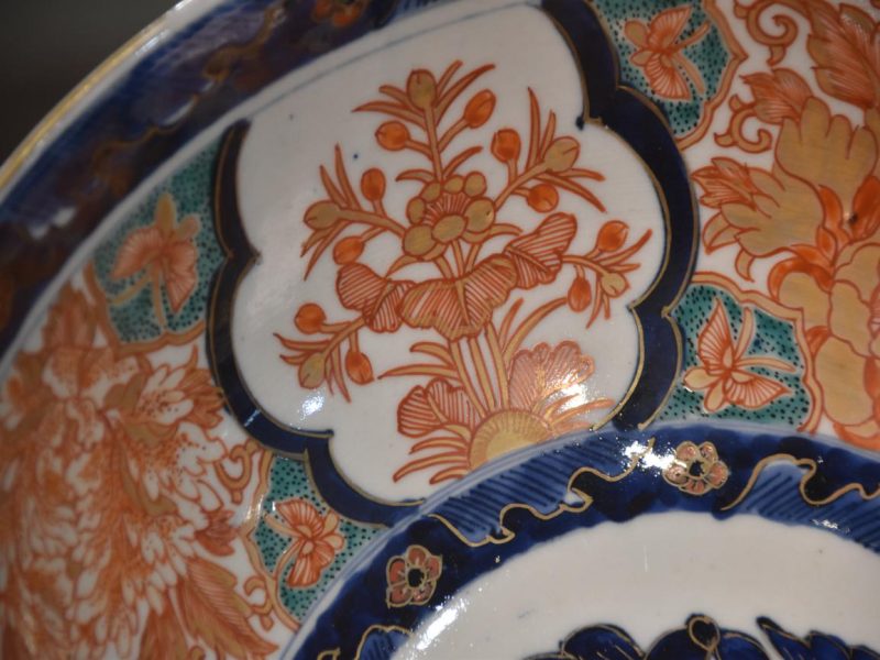 Japanese Coloured Imari Porcelain Bowl Width:300mm - Image 6