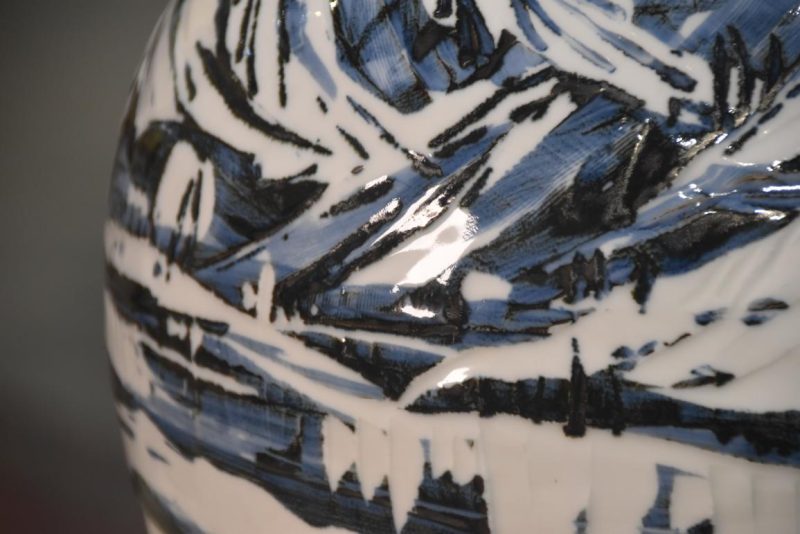 Japanese Modern Ceramic Blue and White Vase  Width:320mm - Image 4