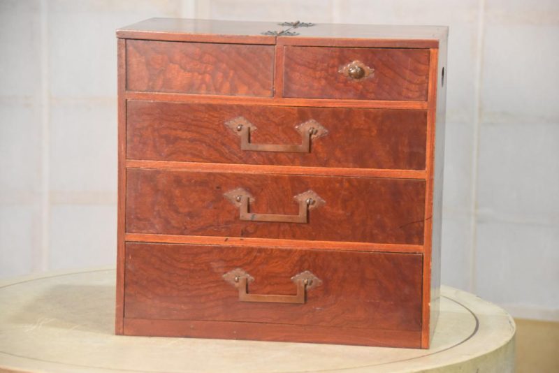 Japanese Burled Elm Sewing Box Width:305mm - Image 2